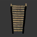 Wooden Ladder With Vertical Structure And Wooden Rungs On Gray Background