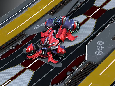 Sleek Futuristic Red And Purple Race Car Design On Aerodynamic Racing Track 3d model