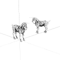 Silver Mechanical Horse Sculptures With Geometric Design And Modern Art Style