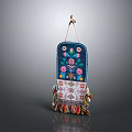 Vibrant Floral Embroidered Household Decor With Blue Base And Colorful Tassel Accents