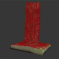 Natural Wooden Stump Decor With Stone Base And Green Moss Accents