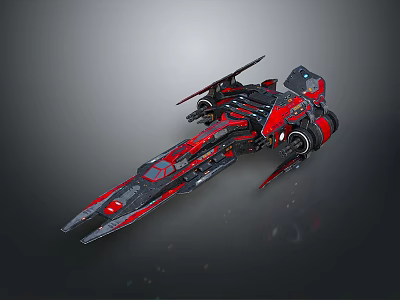 Futuristic Red And Black Spaceship With Sleek Aerodynamic Design And Propulsion Systems 3d model