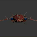 Red Futuristic Spaceship With Aerodynamic Wing Structures For Cosmic Exploration Missions 3d model