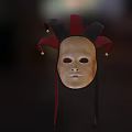 Traditional Red And Gold Jester Mask With Decorative Bells On Points