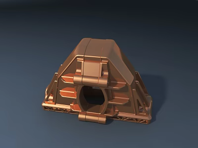 Copper Colored 3D Model Mechanical Structure With Geometric Design And Circular Hole 3d model