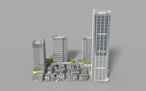 High-rise office commercial street 3d model