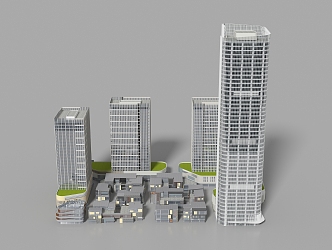 High-rise office commercial street 3d model