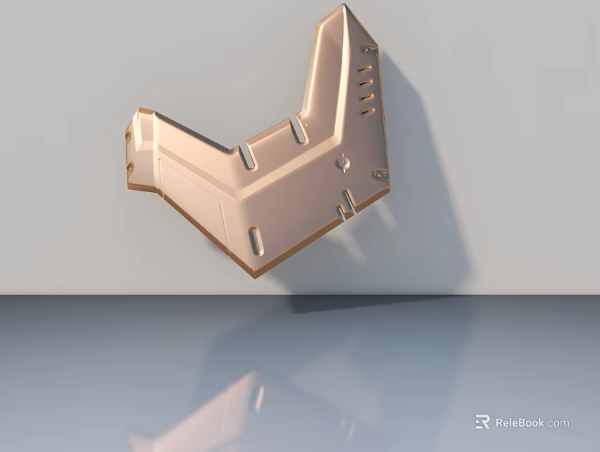 Swing Door Hardware With Modern Geometric Metal Design And Golden Finish 3d model 