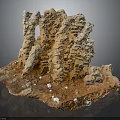 Natural Rock Formation With Orange Brown Layered Texture And White Particles