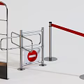 Public Facility Stainless Steel Turnstile With Directional Arrows And Entry Exit Control 3d model