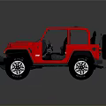 Red Open Top Off Road Vehicle With Open Doors And Black Wheels