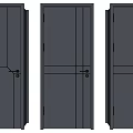 Three Modern Swing Doors Featuring Sleek Design And Vertical Glass Panel Accents 3d model