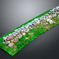 Rustic Stone Wall In Natural Garden Setting With Lush Green Grass And Plants