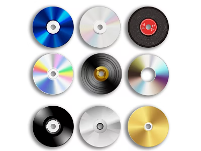 Modern Retro Vinyl Discs Tape Film Film Records Wall Decorations Decorative Movie Elements Figure Discs 3d model