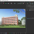Red Multi Story School Building With Twin Towers Large Windows Green Lawns And Students Around