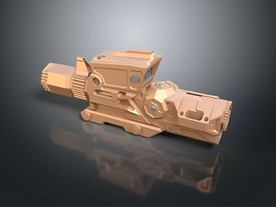Futuristic Golden Weapon With Intricate Mechanical Design And Shiny Reflective Surface 3d model