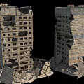 Damaged High Rise Concrete Building Structure With Cracks Collapsed Sections And Debris 3d model