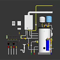 Industrial Equipment System With Water Tank Piping Valves And Control Panels