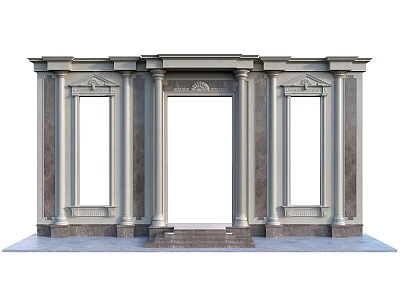 Ornate Classical Doorway Structure With Marble Columns Steps And Decorative Details 3d model