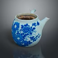 Blue And White Ceramic Teapot With Intricate Floral Patterns For Daily Household Use