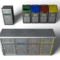 Waste Sorting Recycling Station With Colorful Bins And Compartmentalized Containers