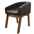 Brown Upholstered Armchair With Wooden Legs And Modern Design Style