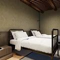 Cozy Modern Interior Space With Wooden Ceiling Hanging Lights Decorative Paintings Sofa Chairs And Flooring