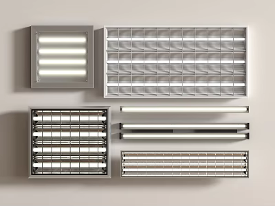 Various Modern Grille Lights in Different Grid Designs for Commercial and Residential Lighting 3d model