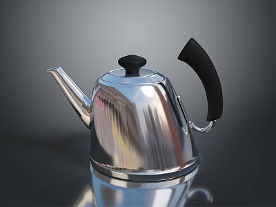 Stainless Steel Kettle with Black Handle Modern Design for Home Use 3d model