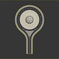 Racquet Shaped Structure With Central Soccer Ball And Circular Road Lines Design