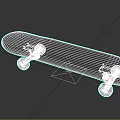 Stylish Modern Skateboard With Black Deck Wooden Edge And White Wheels