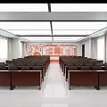 Modern Conference Room Interior Design With Large LED Screen Meeting Tables And Chairs