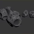Porous Rocky Meteorites With Textured Surface And Holes On Dark Background