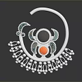 Stylish Decorative Household Accessory With Silver Ring Black Red Gemstones And Pearl Fringe
