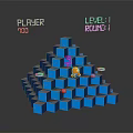 Space Mission Player Level 1 Exploring Blue Cosmic Pyramid With Red Planets And High Score