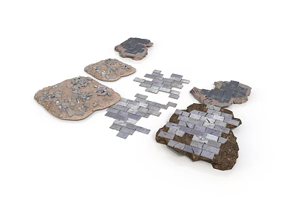 Various Construction Components Including Stone Blocks And Metal Squares 3d model