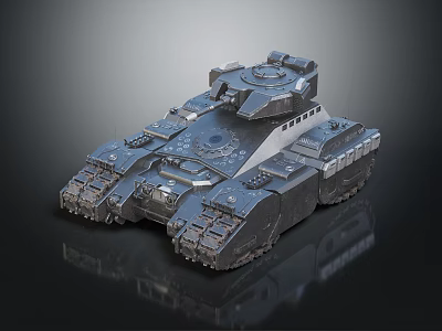 Futuristic Heavy Armored Military Tank With Detailed Turret And Tracks 3d model