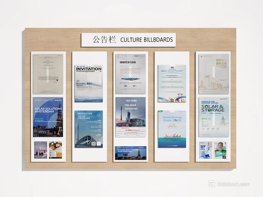 Wooden Wall Mounted Culture Bulletin Board Displaying Various Cultural Notices 3d model 