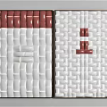 Modern Woven Two Panel Wall Art with Red and White Geometric Design 3d model
