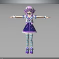 Anime Style Female Character With Purple Hair Blue And White Striped Socks And Arms Outstretched