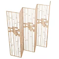 New Chinese-style Screen Partition Screen Semi-transparent Metallic Gold 3d model