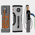 Modern Public EV Charging Stations With Various Designs Digital Displays And Cables 3d model