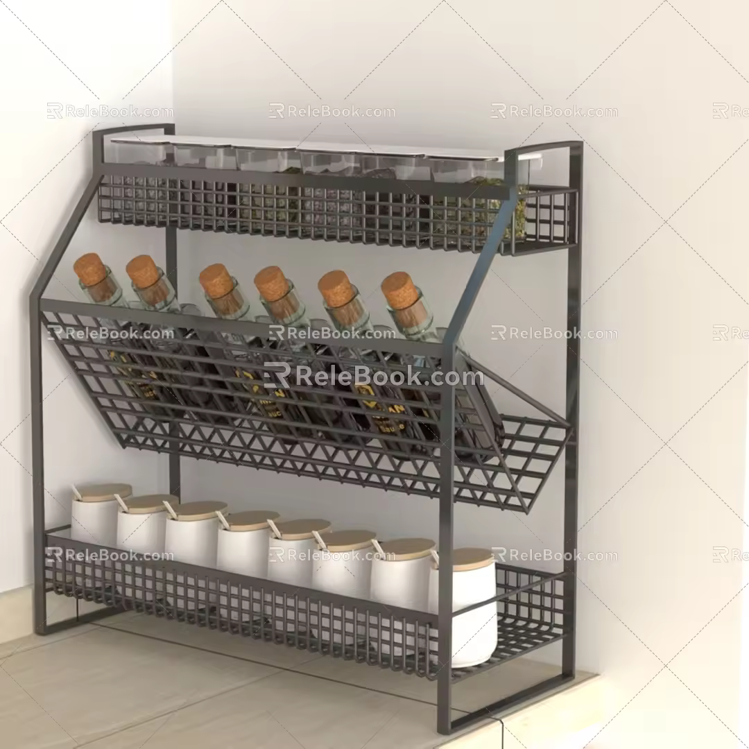 Seasoning rack multi-function storage rack 3d model