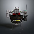 Mechanical Industrial Equipment With Caution Strap Red Components And Sensor Antenna