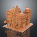 Detailed European Style Multi Story Architectural Model With Decorative Facade And Tower Structure