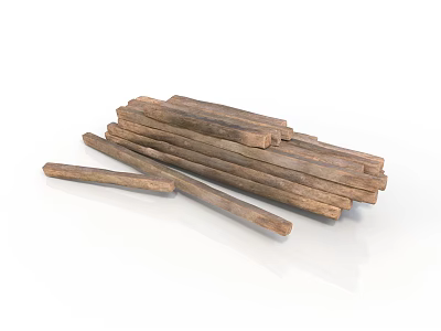 Natural Wooden Sticks Stacked With Smooth Surface Brown Color For Decorative Crafts 3d model