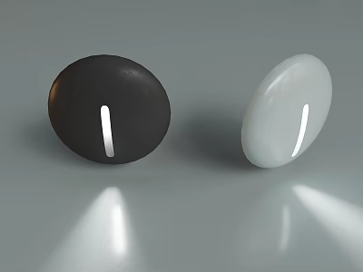 Modern Minimalist Black and White Oval Wall Lamps with LED Strip Lighting 3d model