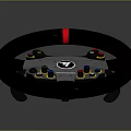 Ergonomic Black Gaming Steering Wheel with Red Stripe and Multiple Control Buttons