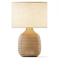 Natural Style Table Lamp With Wicker Base And Beige Fabric Shade