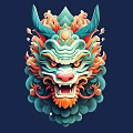 Game Anime Mythical Lion Dragon Character Featuring Ornate Vibrant Colors And Fusion Design